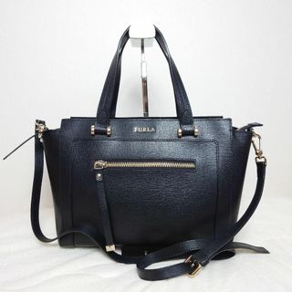 【美品】FURLA GINEVRA　ハンドバッグ　ショルダーバッグ　2way　黒(トートバッグ)