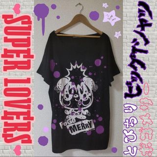 スーパーラヴァーズ(SUPER LOVERS)のσ SUPERLOVERS ★飛び散りポゴ メリー ビッグTシャツ★パープル(ミニワンピース)