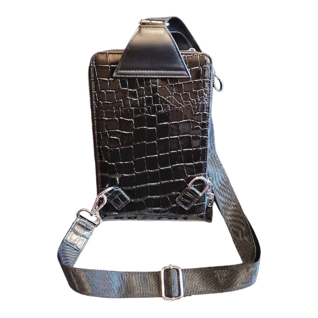 クロコダイル*ショルダーバッグ/リュックサック・黒 メンズのバッグ(ショルダーバッグ)の商品写真