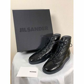 ジルサンダー(Jil Sander)の【未使用】JIL SANDER 38 ハイカット　レザースニーカー　8ホール　黒(スニーカー)