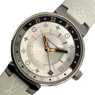 ルイヴィトン(LOUIS VUITTON)の　ルイ・ヴィトン LOUIS VUITTON タンブール ムーンデュアルタイム MM QA104Z シルバー SS/ラバーベルト クオーツ レディース 腕時計(腕時計)