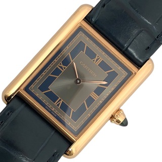 カルティエ(Cartier)の　カルティエ Cartier タンク ルイ カルティエ LM WGTA0058 グレー K18PG/革ベルト 手巻き レディース 腕時計(腕時計)