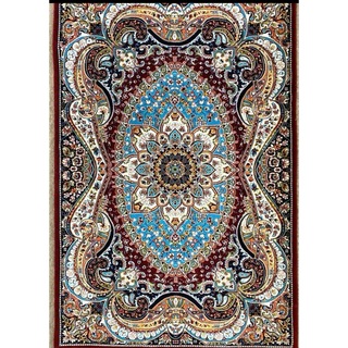 100万ノットペルシャ絨毯柄 美しい赤色とターコイズブルーの組合せ高密度絨毯(カーペット)