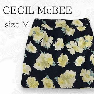 セシルマクビー(CECIL McBEE)のCECIL McBEE セシルマクビー スカート ミニ 花柄 ブラック M(ミニスカート)