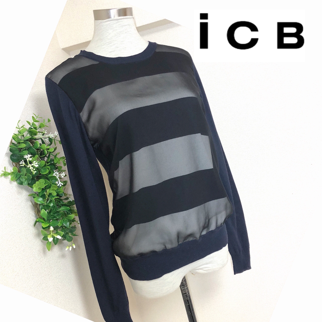 ICB(アイシービー)のiCBアイシービーのシフォン重ねボーダートップスS レディースのトップス(ニット/セーター)の商品写真