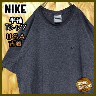 ワンポイント チャコール グレー USA古着 90s 半袖 Tシャツ ナイキ(Tシャツ/カットソー(半袖/袖なし))