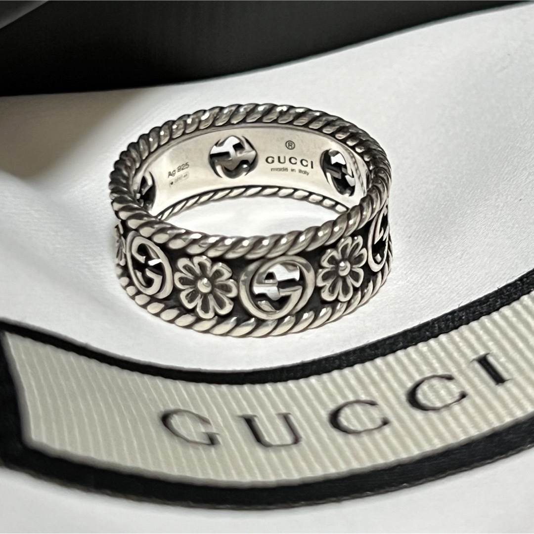 Gucci(グッチ)のGUCCI リング16号【美品】グッチ フラワー インターロッキング G メンズのアクセサリー(リング(指輪))の商品写真