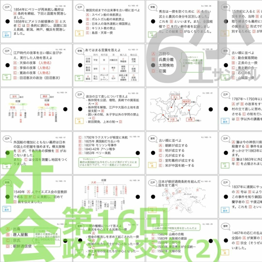 中学受験 暗記カード【6年上 社会 10-17回】予習シリーズ 組分け エンタメ/ホビーの本(語学/参考書)の商品写真