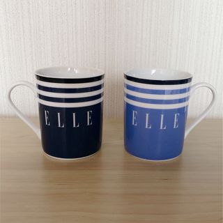 【最終値下げ】ELLE ペアマグカップ ブルー&ネイビー