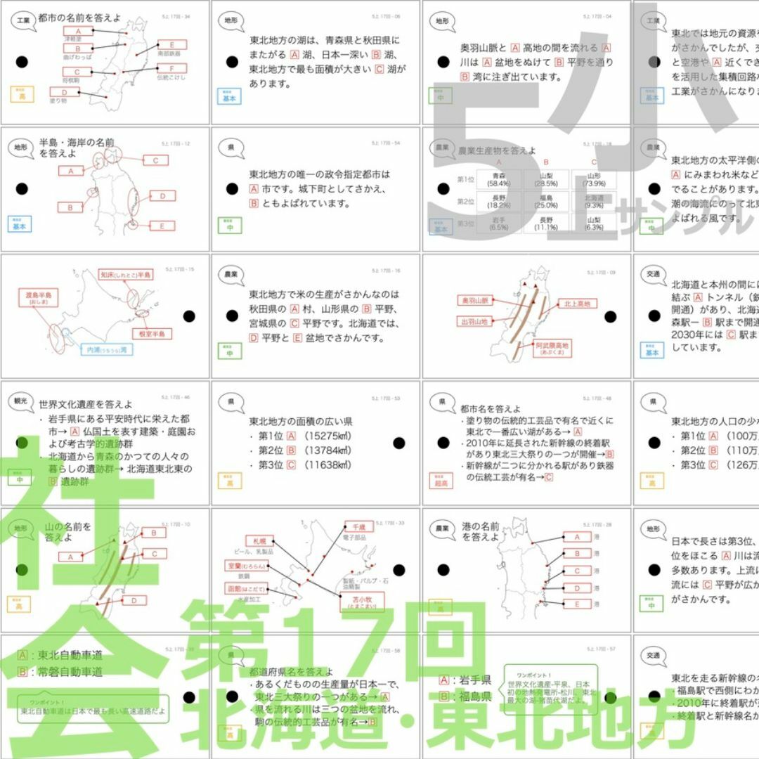 中学受験【5年上 社会・理科11-19回】 暗記カード 予習シリーズ