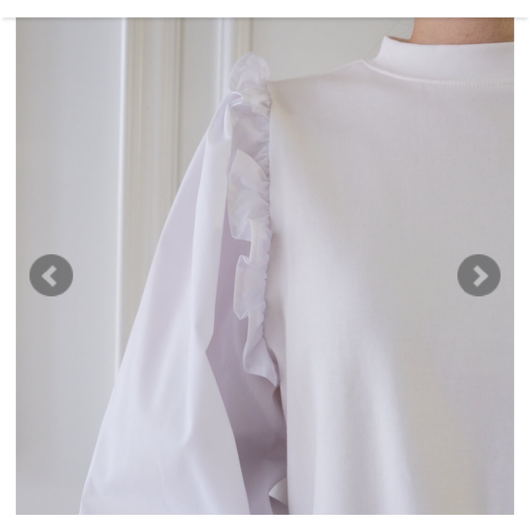 UNMINOU アンミヌ キャンディスリーブフリルトップス（WHITE) レディースのトップス(シャツ/ブラウス(長袖/七分))の商品写真