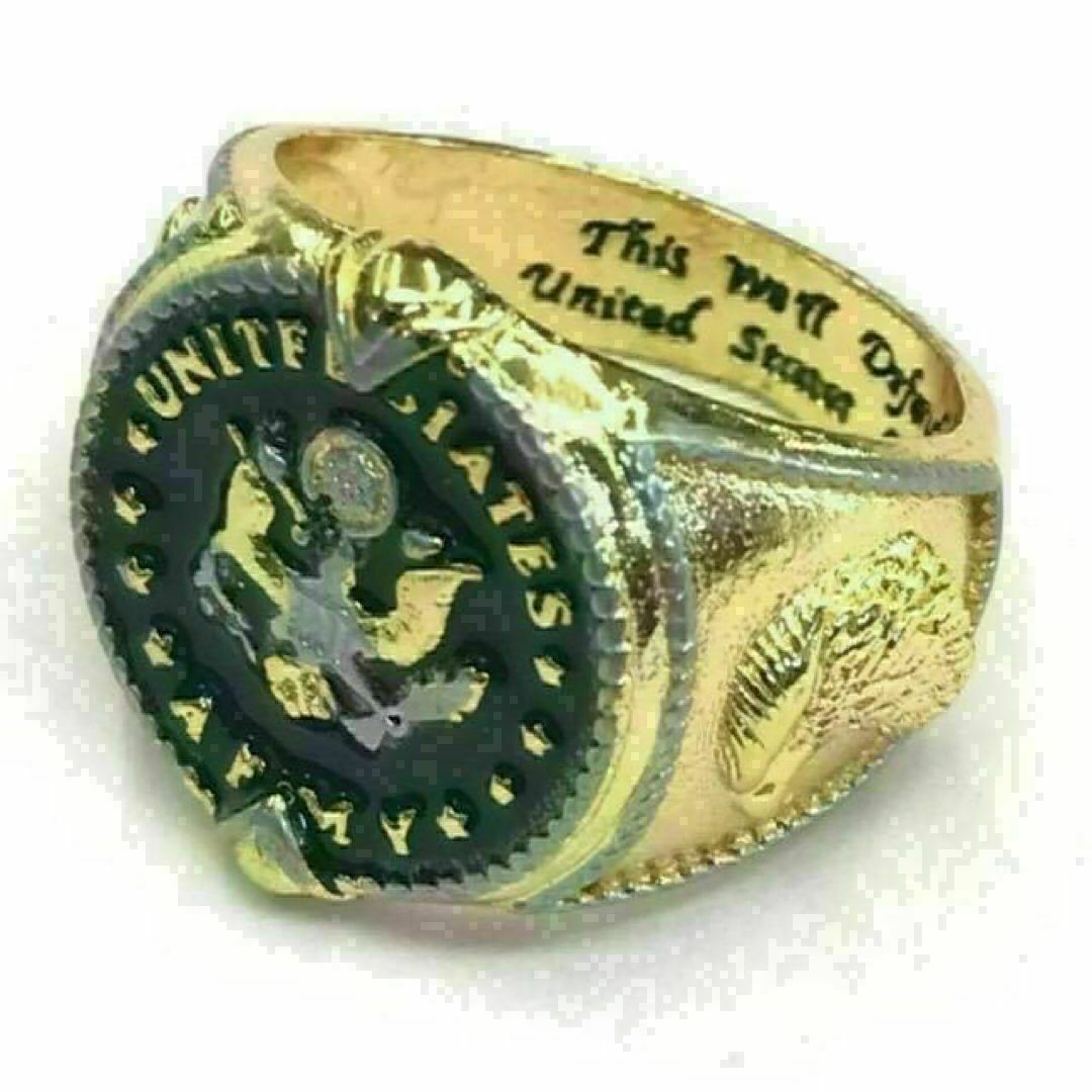 【A016】リング　メンズ　指輪　ゴールド　カレッジ　米国　20号 メンズのアクセサリー(リング(指輪))の商品写真