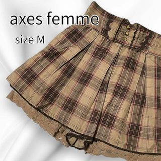 アクシーズファム(axes femme)のaxes femme アクシーズファム キュロット ミニ チェック ベージュ M(キュロット)