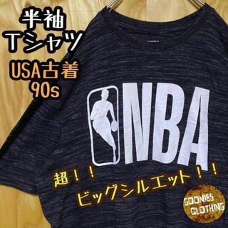 デカロゴ USA古着 90s NBA 霜降り バスケ 半袖 Tシャツ ブラック(Tシャツ/カットソー(半袖/袖なし))