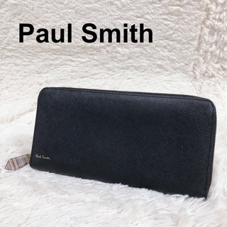 ポールスミス(Paul Smith)のポールスミス  ジップストローグレイン2 ラウンドファスナー マルチカラー 黒(長財布)
