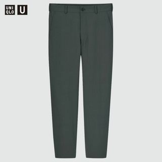 ユニクロ(UNIQLO)のUNIQLO Uユニクロ ワイドフィットテーパードパンツ ダークグレー 美品(スラックス)