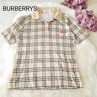 BURBERRY - BURBERRYSノバチェック柄刺繍入り 金ボタン ポロシャツ Mサイズ