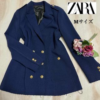 ザラ(ZARA)の【美品】ザラ　ZARA テーラードジャケット　金ボタン　紺ブレ　ブレザー(テーラードジャケット)