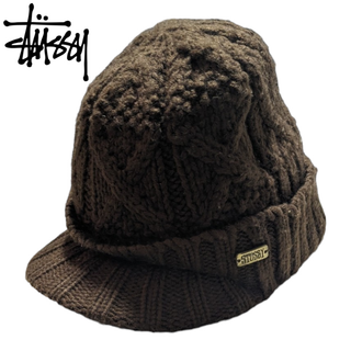 ステューシー(STUSSY)のSTUSSY ブラウン 金タグ アクリル ニットキャップ(ニット帽/ビーニー)