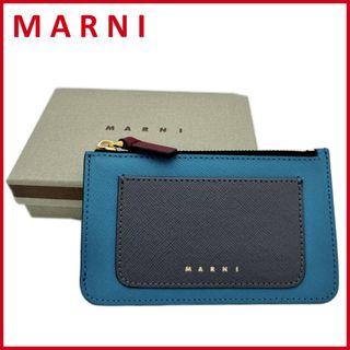 マルニ(Marni)の新品マルニ　レザー　カードケース(ミニ財布)　青緑　MARNI(名刺入れ/定期入れ)