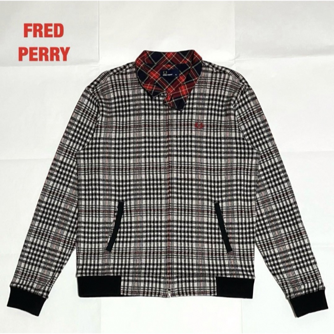 FRED PERRY(フレッドペリー)の【美品】FRED PERRY　ハリントンジャケット　月桂樹ロゴ　チェック柄 メンズのジャケット/アウター(ブルゾン)の商品写真