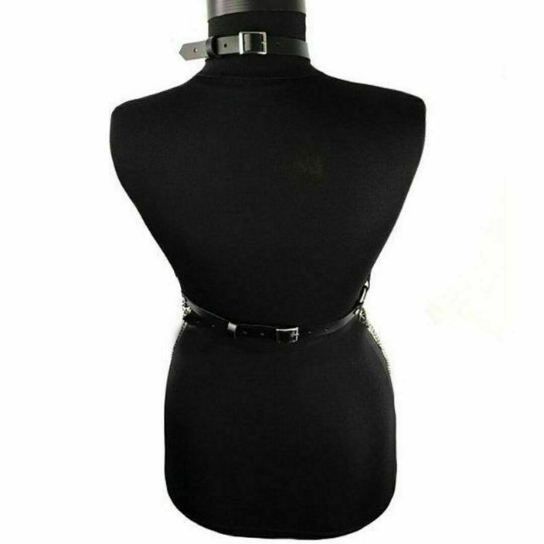 黒 ボディハーネス ハーネス 合皮 チェーン ゴシック 地雷系 ロック レディースのファッション小物(ベルト)の商品写真