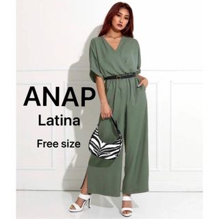 アナップラティーナ(ANAP Latina)の【anap Latina】カシュクールオールインワン  カーキ　グリーン　フリー(オールインワン)