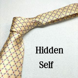 Hidden Self ゴールド 小紋柄 ドット チェック 中古 美品(ネクタイ)