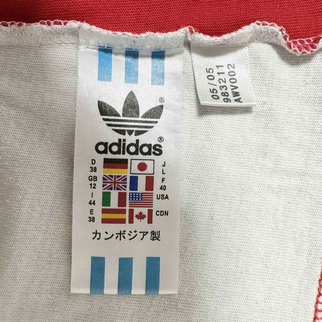 adidas(アディダス)の美品★00s★adidas★万国旗タグ★Uネック★七分袖Tシャツ★赤青白★L レディースのトップス(Tシャツ(長袖/七分))の商品写真