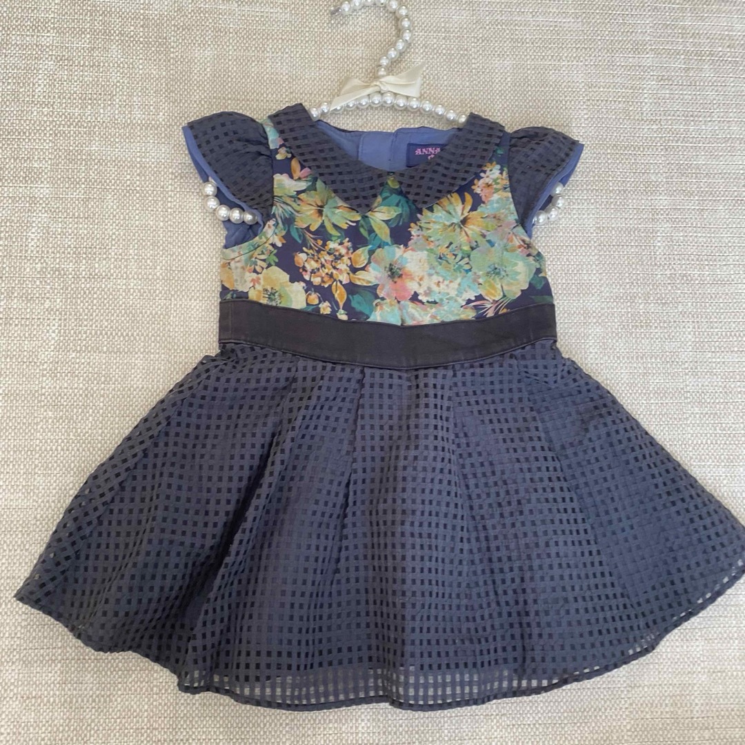 ANNA SUI mini(アナスイミニ)の【SALE】アナスイミニ　花柄ワンピース　ドッキング　レース　フリル　フリー キッズ/ベビー/マタニティのベビー服(~85cm)(ワンピース)の商品写真