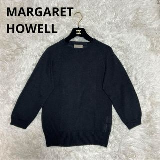 MARGARET HOWELL - マーガレットハウエル リネンコットン クールネックニット M ブラック