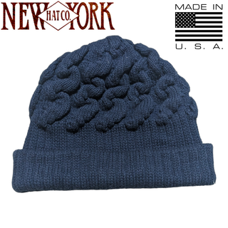 ニューヨークハット(NEW YORK HAT)のNEW YORK HAT USA製 ３Ｄ ネイビー ビーニー ニットキャップ(ニット帽/ビーニー)