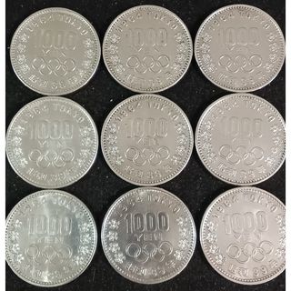 銀貨　東京オリンピック1.000円銀貨　silver925　汚れ少なく綺麗 ９枚(金属工芸)