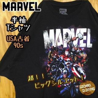 マーベル アメコミ アベンジャーズ USA古着 90s 半袖 Tシャツ ブラック(Tシャツ/カットソー(半袖/袖なし))