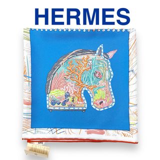 エルメス(Hermes)のエルメス カレ90 シュヴァロスコープ スカーフ シルク マルチカラー ブルー系(バンダナ/スカーフ)