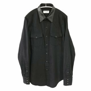 18AW SAINT LAURENT PARIS ウエスタンシャツ レザー