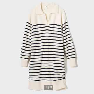 ユニクロ(UNIQLO)のUNIQLO スムースニットコットンボーダーニット(ひざ丈ワンピース)