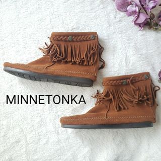 ミネトンカ(Minnetonka)の未使用minne tonka ショート モカシンブーツ キャメル 24.5cm(スリッポン/モカシン)