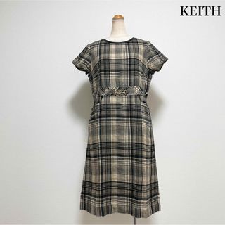 KEITH - KEITH キース 膝丈リネンコットンワンピース チェック 春夏 上品素敵♡