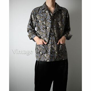 ヴィンテージ(VINTAGE)の長袖 バティックシャツ 総柄 マリン調 比翼 80s 90s vintage(シャツ)