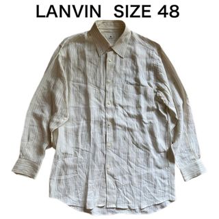 ランバン(LANVIN)のLANVIN ランバン 長袖シャツ Yシャツ ストライプ 麻 レーヨン混48(シャツ)