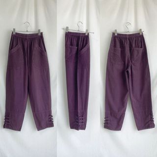 ロキエ(Lochie)の古着 パンツ ヴィンテージ ゆったり デザイン パンツ 紫(カジュアルパンツ)