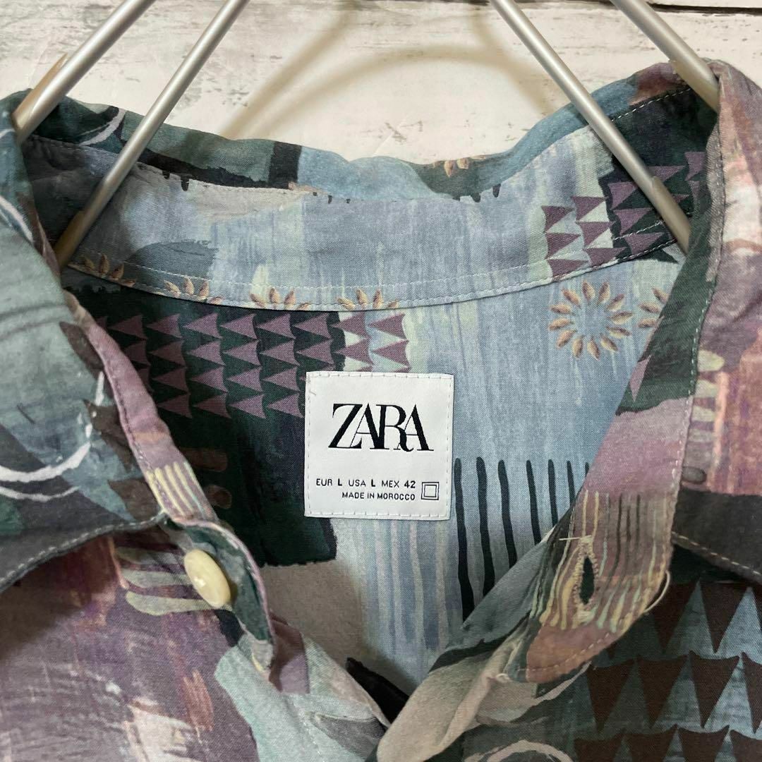 ZARA(ザラ)のZARA 総柄レーヨンシャツ 半袖シャツ 総柄シャツ お洒落 夏 人気 レトロ メンズのトップス(シャツ)の商品写真