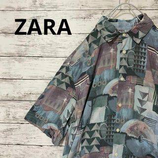 ザラ(ZARA)のZARA 総柄レーヨンシャツ 半袖シャツ 総柄シャツ お洒落 夏 人気 レトロ(シャツ)