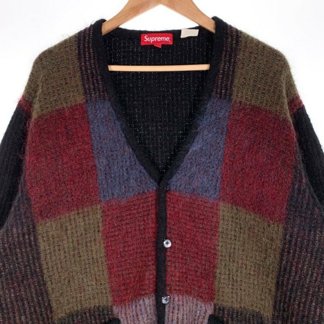 Supreme(シュプリーム)のSUPREME シュプリーム 22SS Brushed Grid Cardigan ブラッシュドグリッド モヘアカーディガン ブラック マルチ Size XL メンズのトップス(カーディガン)の商品写真