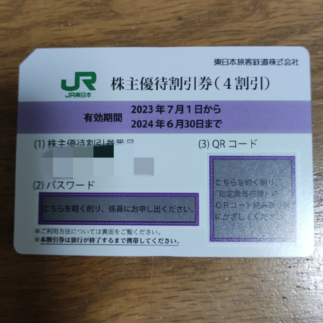 JR東日本　株主優待割引券　1枚(24年6月期限) チケットの乗車券/交通券(鉄道乗車券)の商品写真