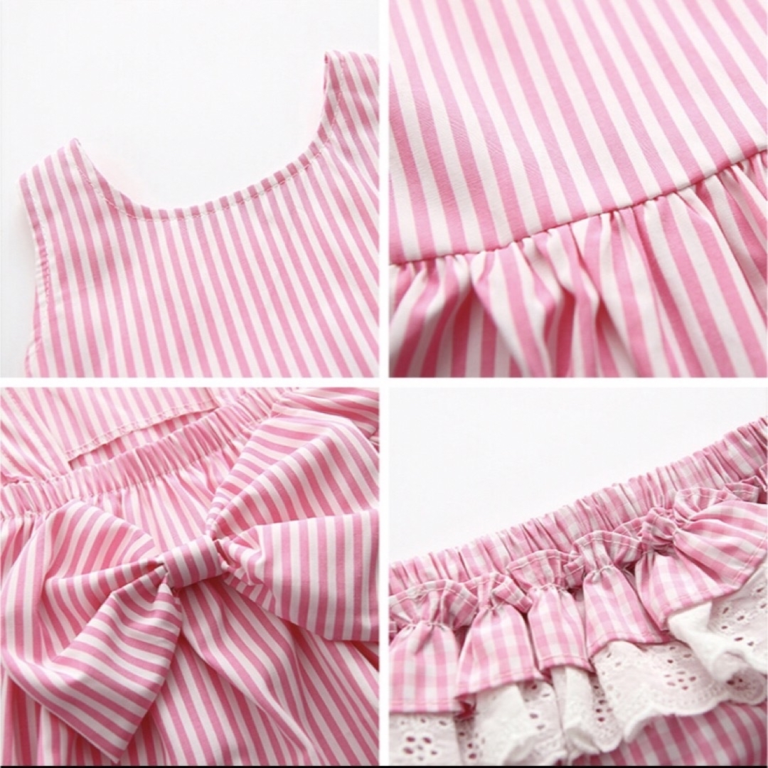 ベビー ワンピース セットアップ 女の子 90 韓国 パンツ ピンク 可愛い 夏 キッズ/ベビー/マタニティのベビー服(~85cm)(ワンピース)の商品写真
