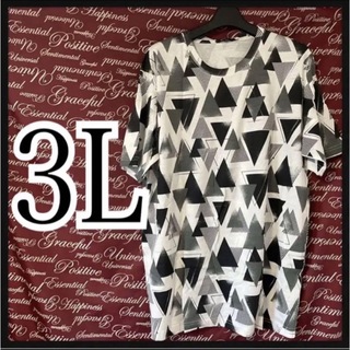 3L・図形総柄Tシャツ新品/MCC-206(Tシャツ/カットソー(半袖/袖なし))
