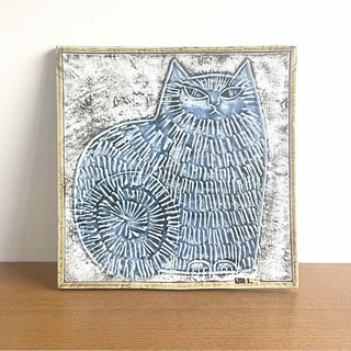 リサラーソン(Lisa Larson)の【希少】 リサラーソン 陶板  ブルーアイズ UNIK katt 猫 ネコ(陶芸)