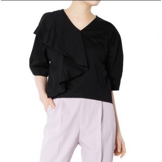 ルシェルブルー(LE CIEL BLEU)の未使用品　Asymmetric Ruffle Collar Tops(シャツ/ブラウス(半袖/袖なし))